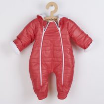   Téli kezeslábas kapucnival és fülekkel New Baby Pumi red raspberry