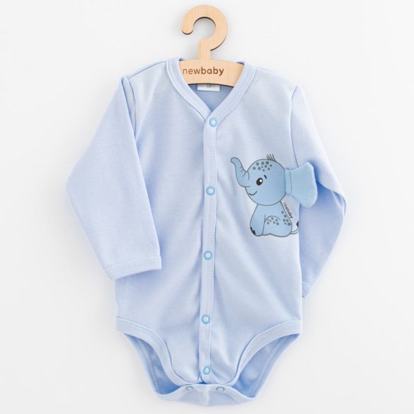 Baba teljes hosszában patentos hosszú ujjú body New Baby Happy Elephant blue