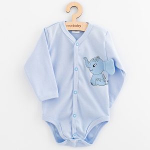 Baba teljes hosszában patentos hosszú ujjú body New Baby Happy Elephant blue